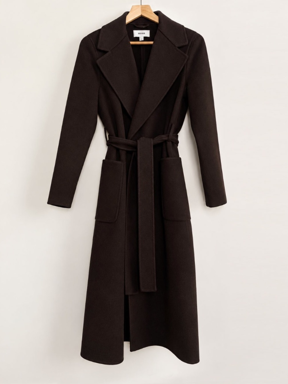 Reiss Lucia Chocolate Wrap Coat Size 6